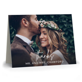 Casual Script Thank You Folded Photo Note Cards